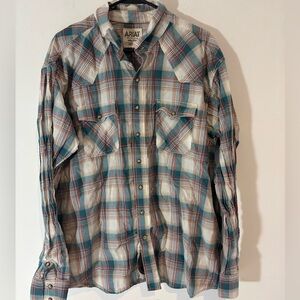 Ariat Men’s XXL Long Sleeve Snap Button Western Shirt 100% Cotton Casual Plaid